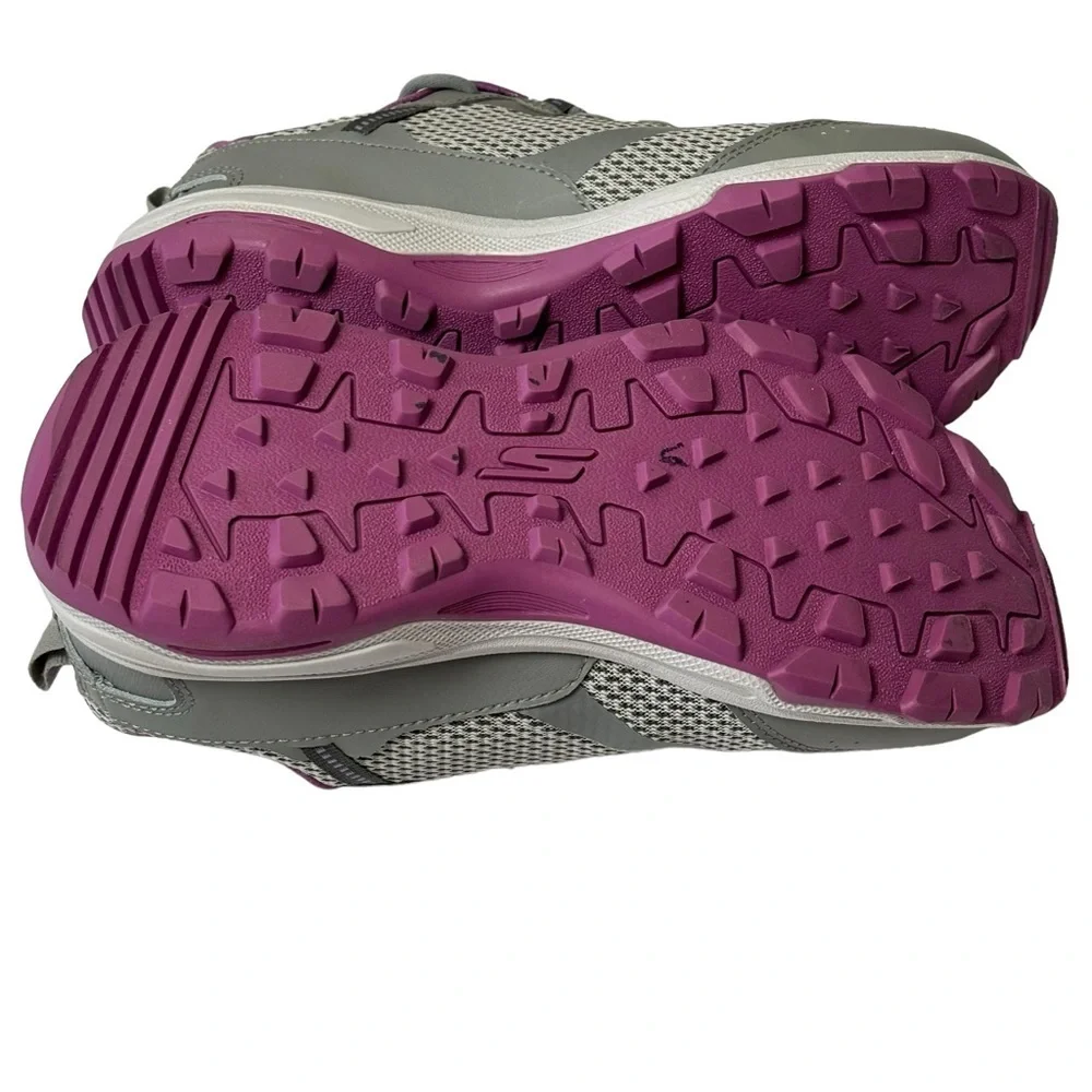 New Sketchers Leather Walking Sneakers Goga Mat Purple & Gray Lace Up Size 6 - Picture 9 of 10
